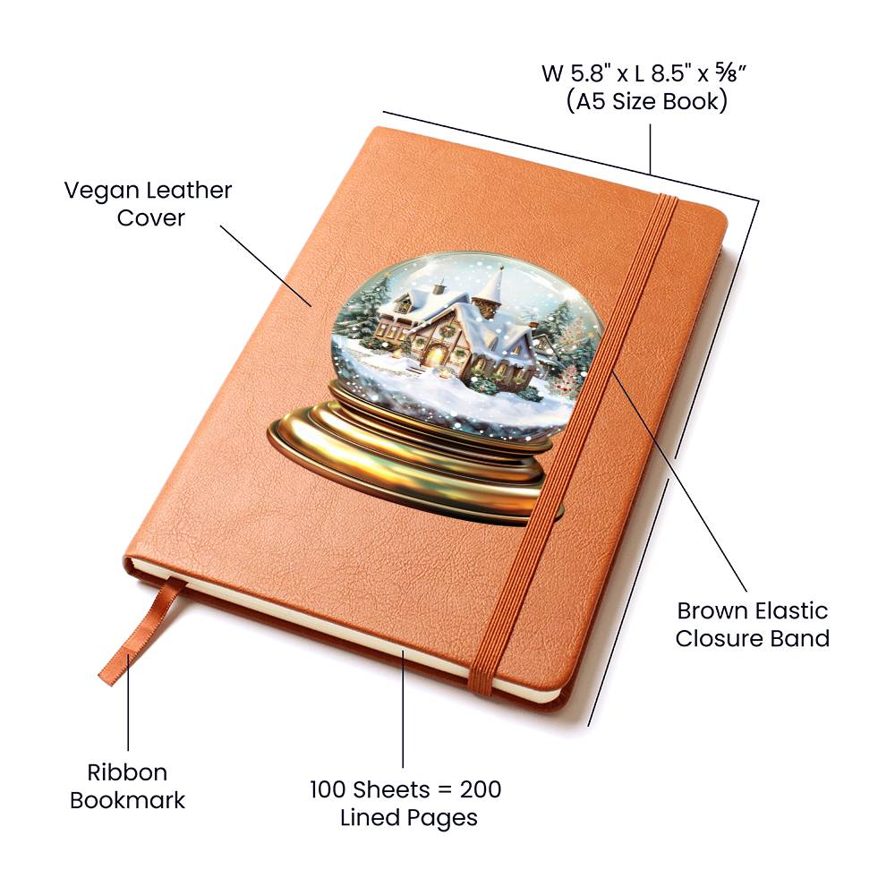 Watercolor Christmas Snow Globe 020 - Vegan Leather Journal