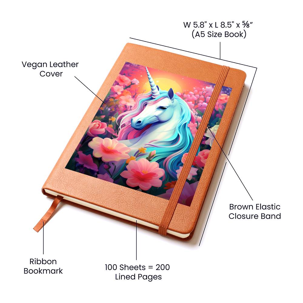 Cute Unicorn 019 - Vegan Leather Journal