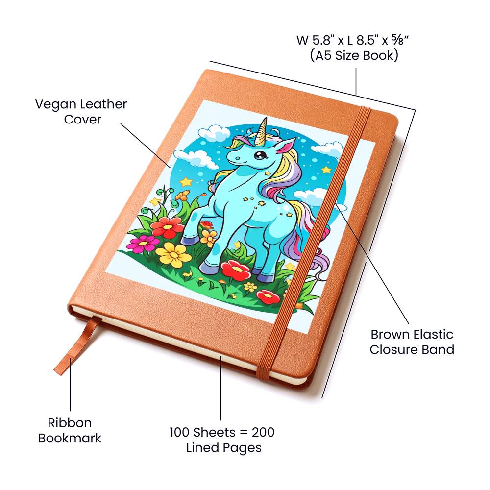 Cute Unicorn 073 - Vegan Leather Journal