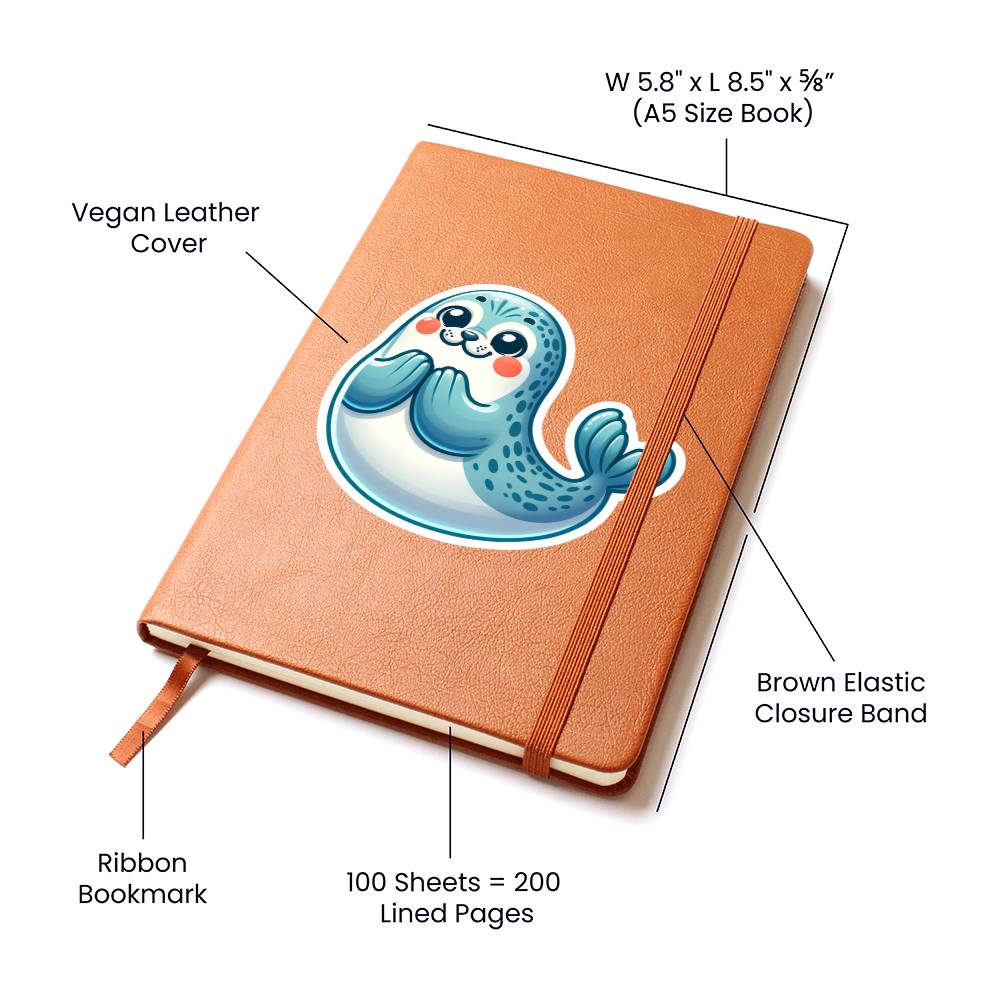 Cute Seal sticker 160 - Vegan Leather Journal