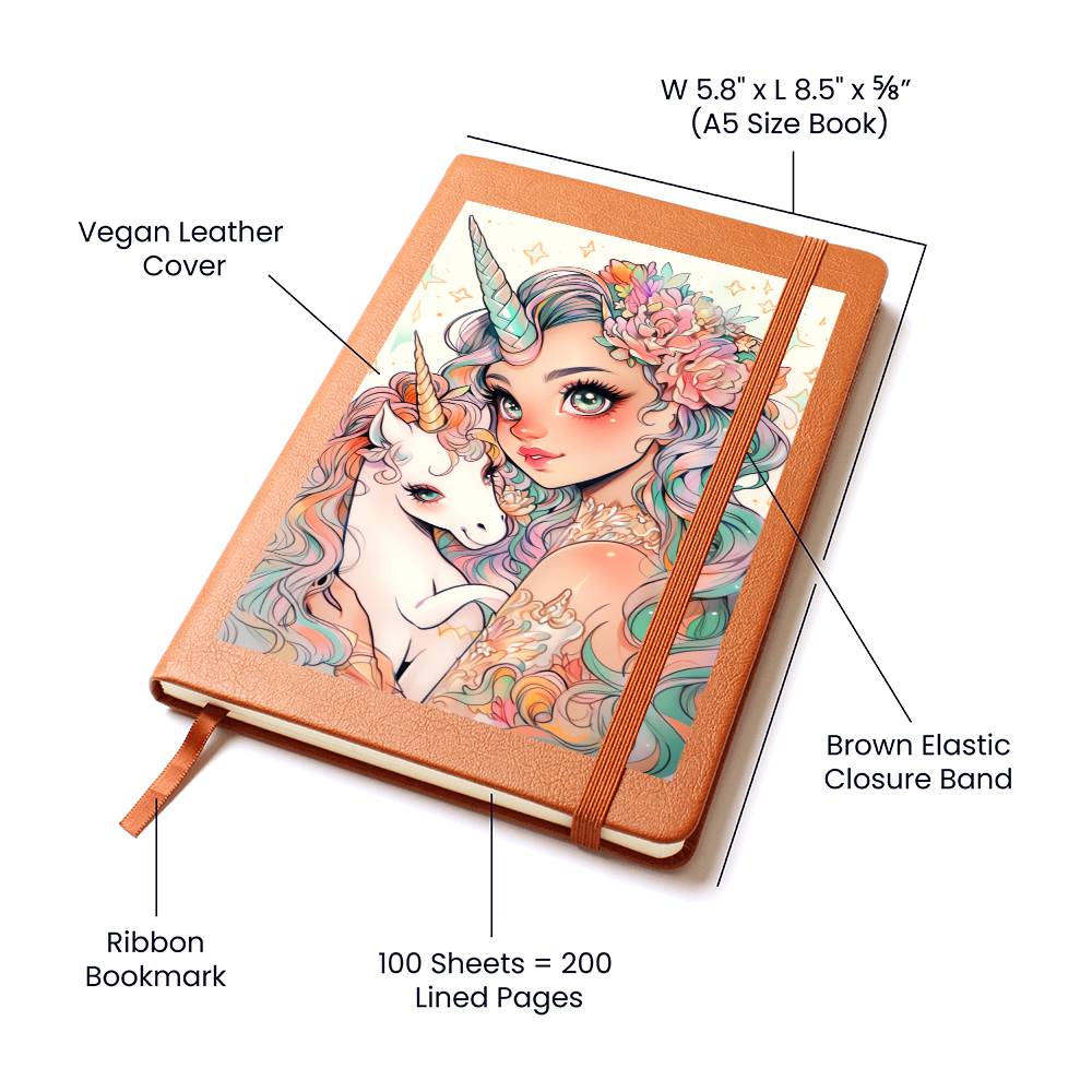 Cute Unicorn 116 - Vegan Leather Journal