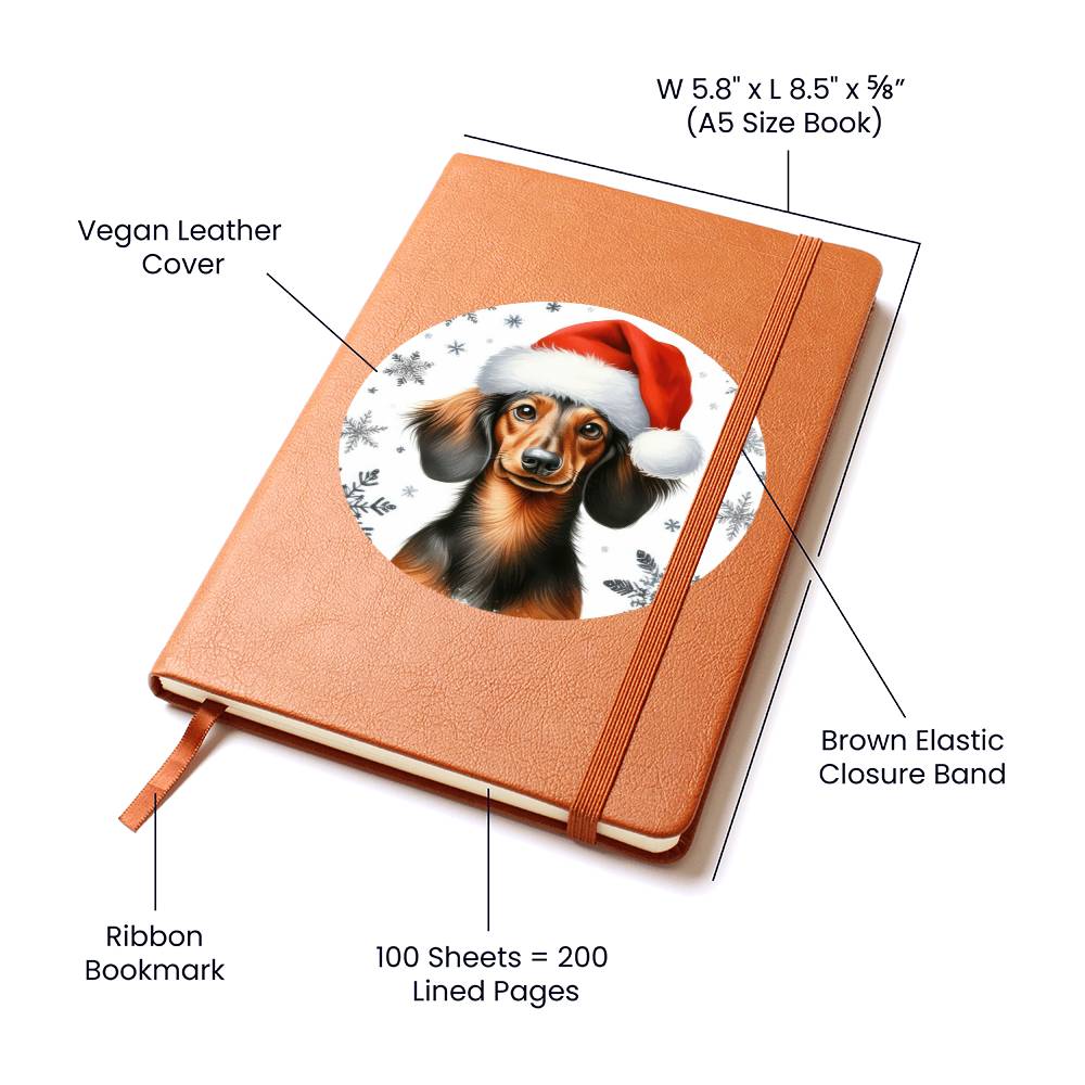 Christmas Dog - Dachshund - Vegan Leather Journal