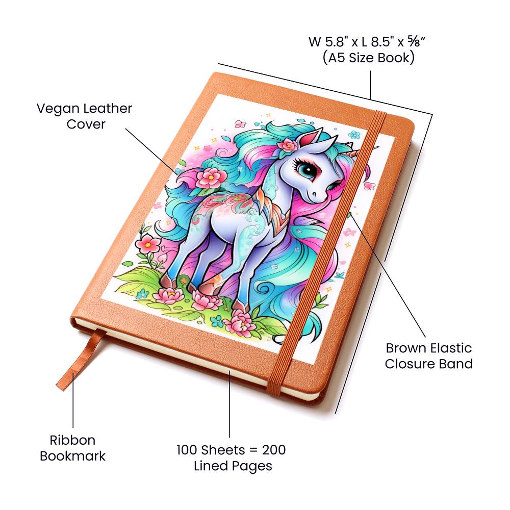 Cute Unicorn 093 - Vegan Leather Journal