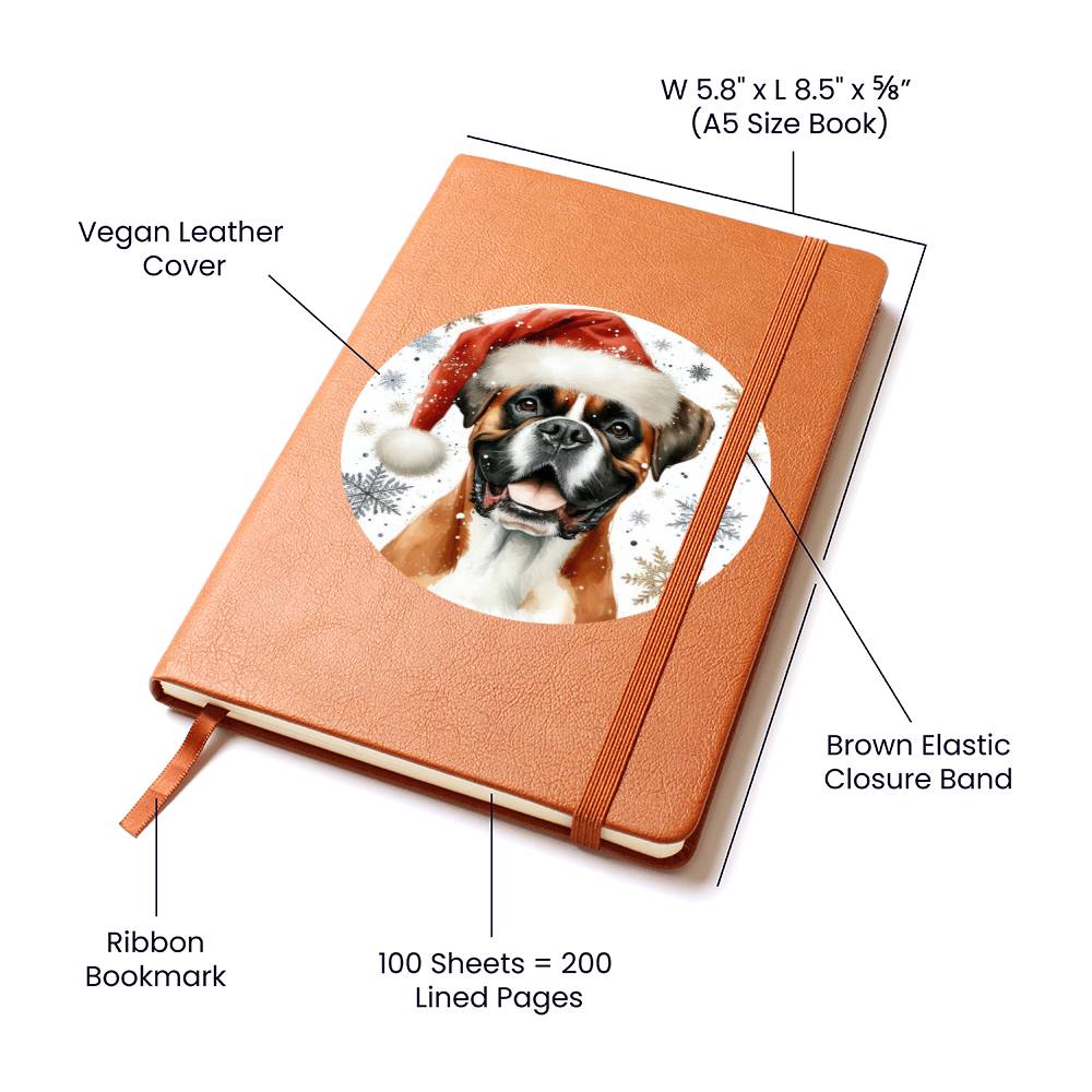 Christmas Dog - Boxer - Vegan Leather Journal