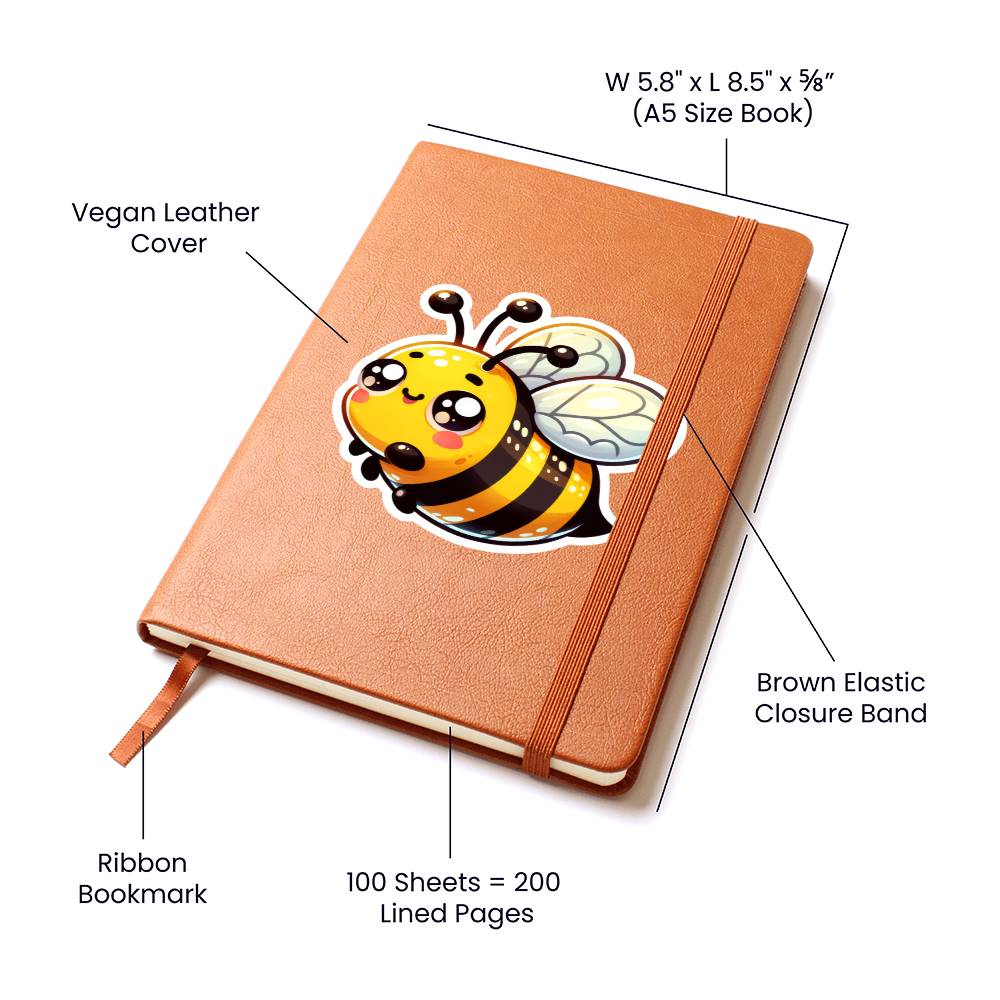 Cute Bee sticker 11 - Vegan Leather Journal