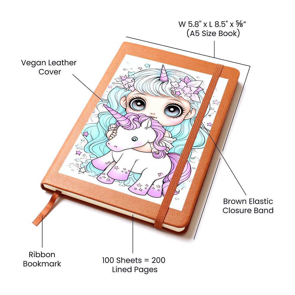 Cute Unicorn 034 - Vegan Leather Journal