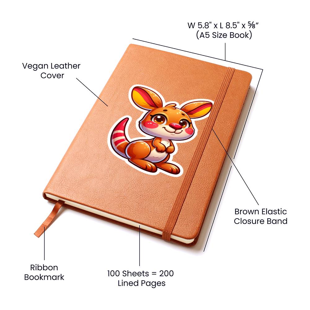 Cute Kangaroo sticker 77 - Vegan Leather Journal