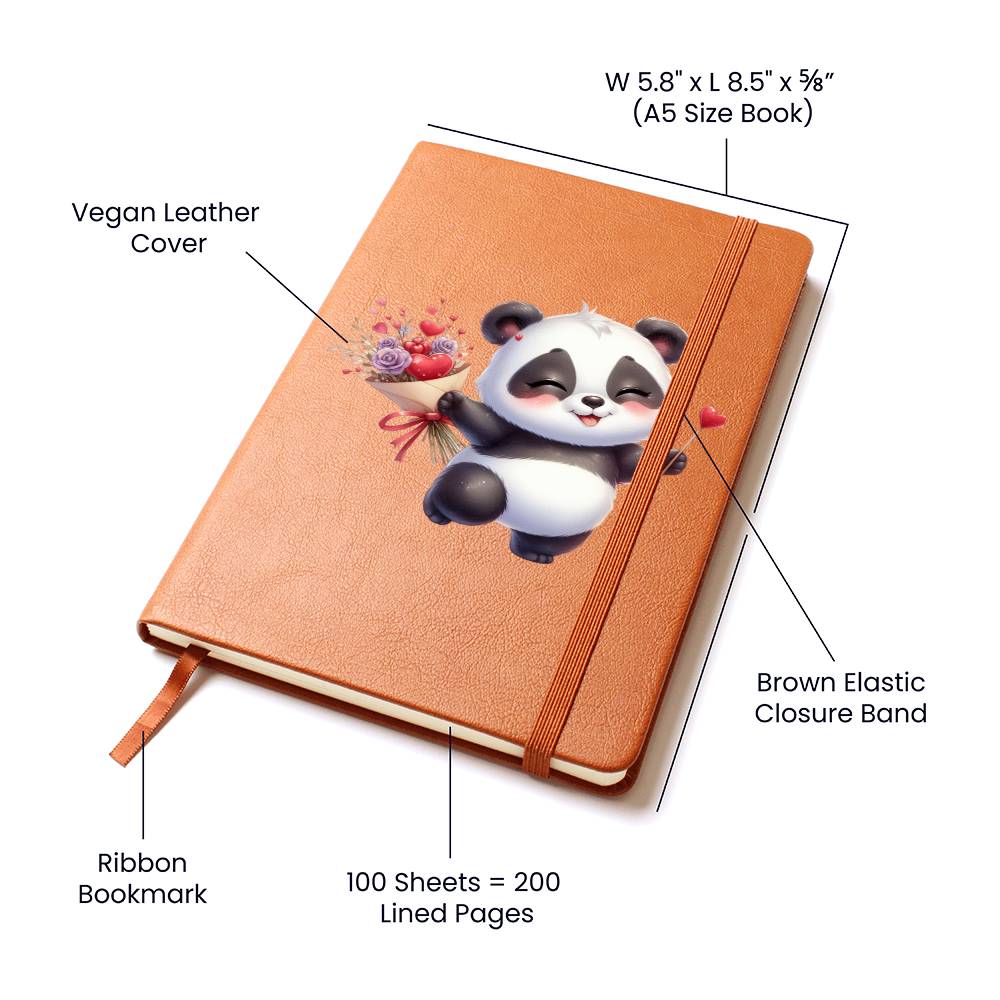 Valentine's Day Panda 020 - Vegan Leather Journal