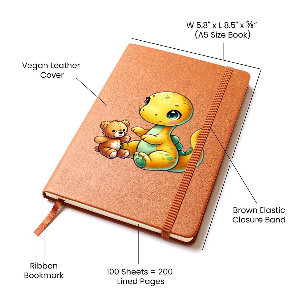 Colorful Baby Dinosaur 018 - Vegan Leather Journal