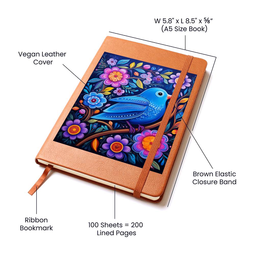 Birds And Floral Design 181 - Vegan Leather Journal