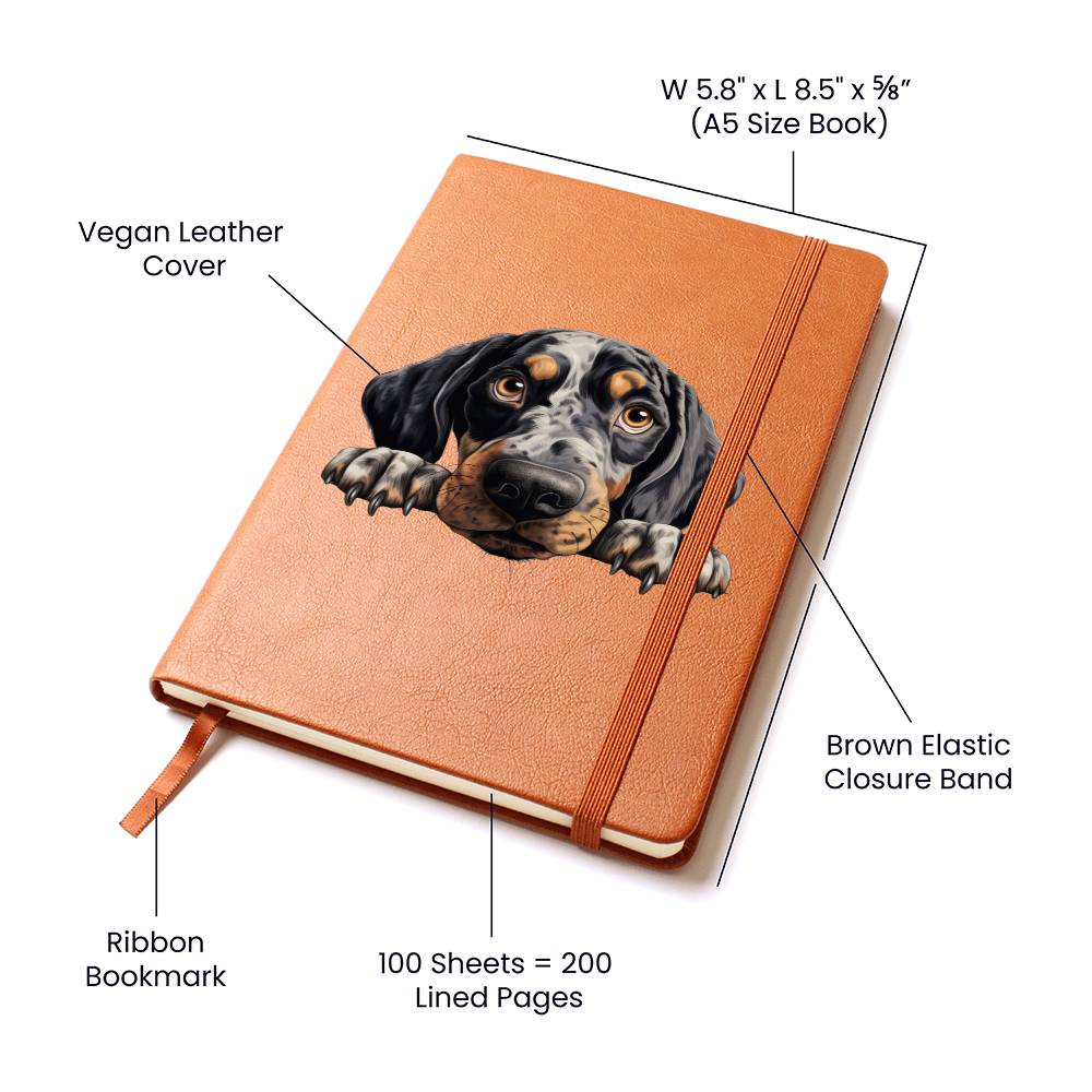 Bluetick Coonhound Peeking - Vegan Leather Journal