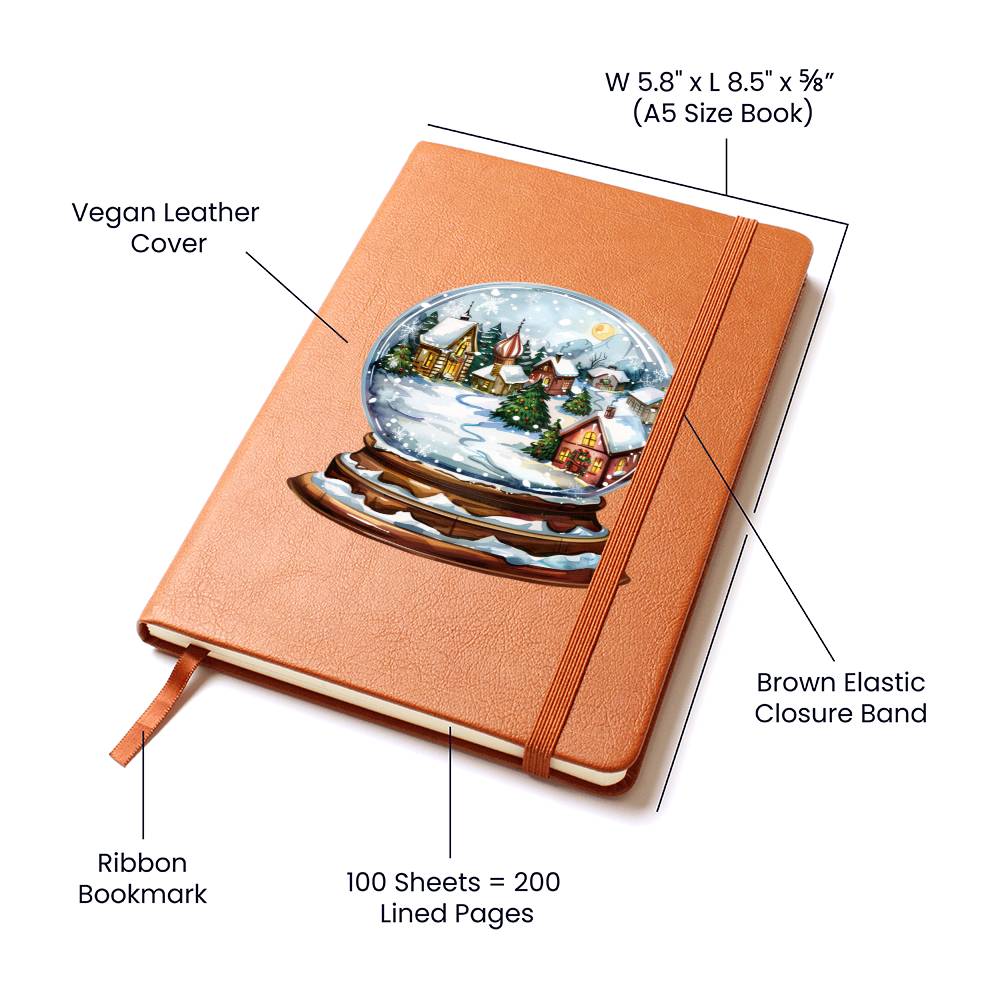 Watercolor Christmas Snow Globe 045 - Vegan Leather Journal