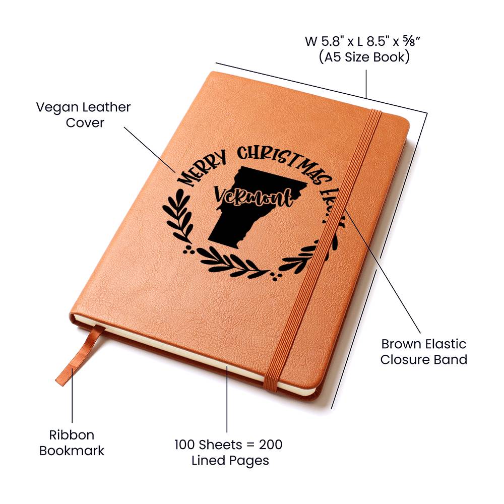 Merry Christmas From Vermont - Vegan Leather Journal
