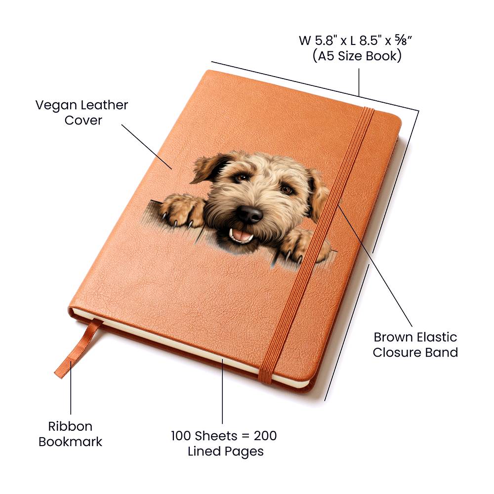 Soft Coated Wheaten Terrier Peeking - Vegan Leather Journal