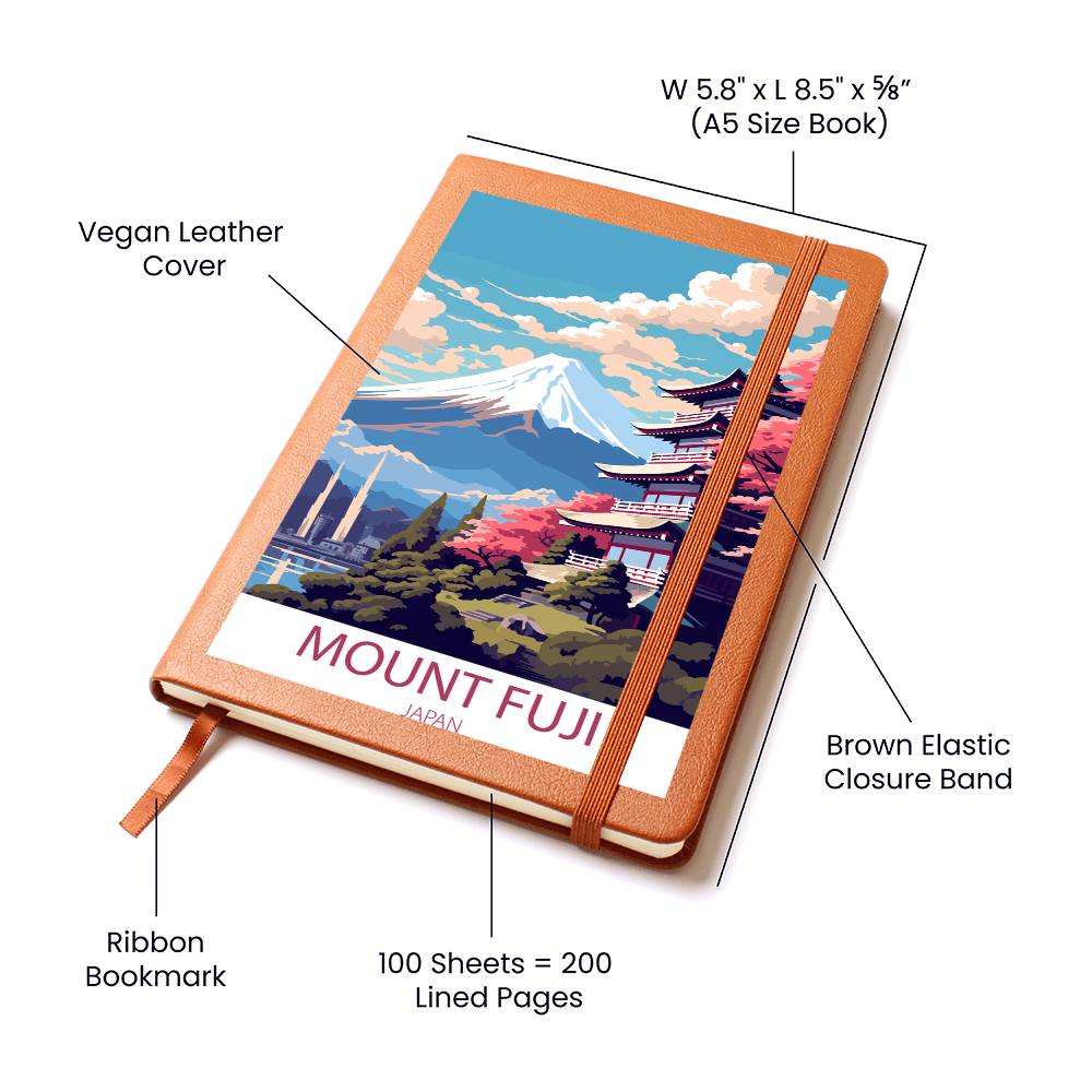 Famous Travel Destinations - Mount Fuji, Japan - Vegan Leather Journal