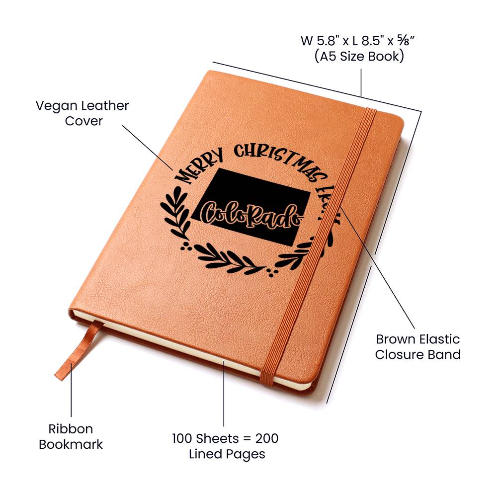 Merry Christmas From Colorado - Vegan Leather Journal