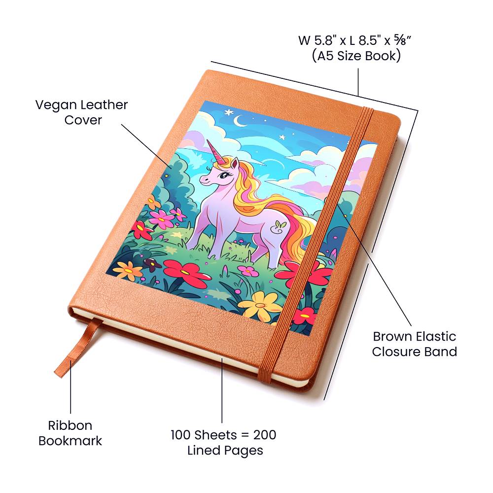 Cute Unicorn 122 - Vegan Leather Journal