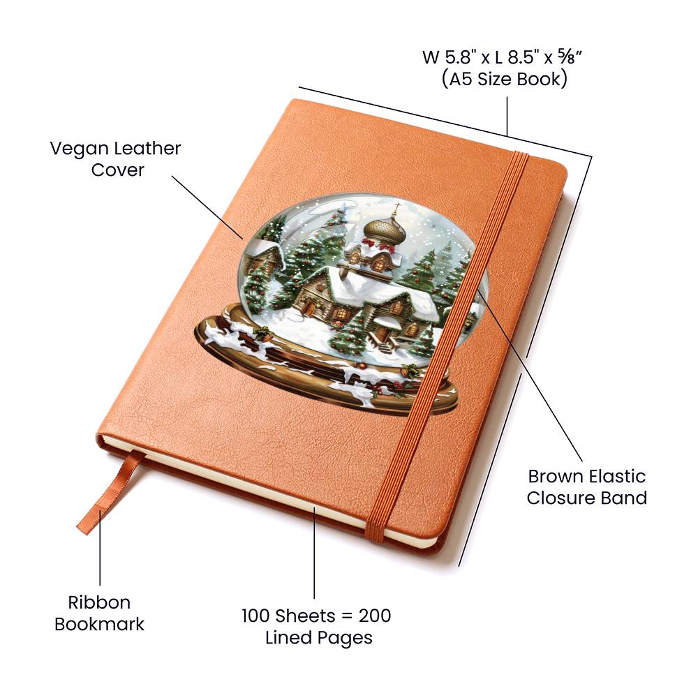 Watercolor Christmas Snow Globe 012 - Vegan Leather Journal