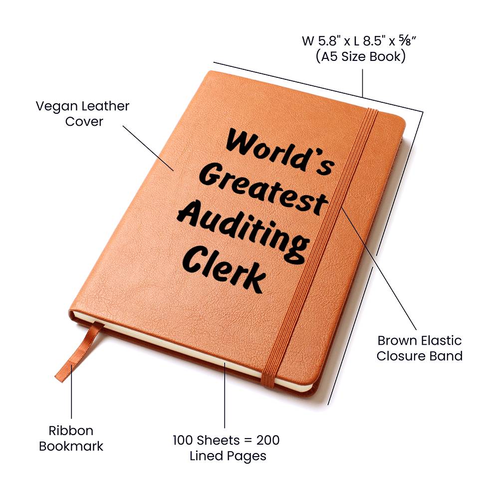 World's Greatest Auditing Clerk v1 - Vegan Leather Journal