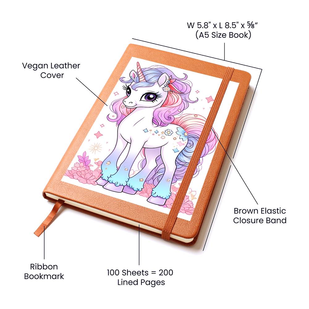 Cute Unicorn 064 - Vegan Leather Journal