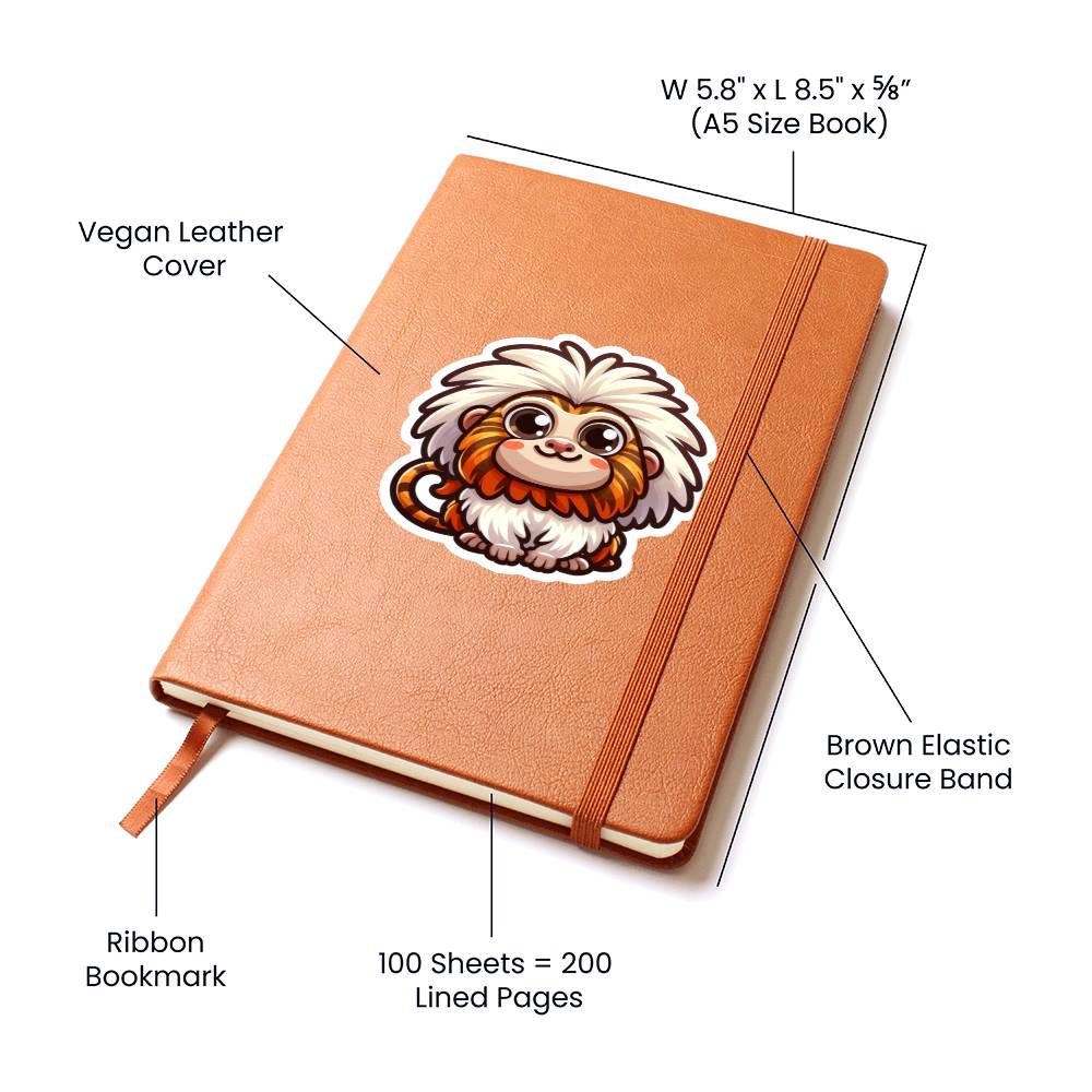 Cute Tamarin sticker 187 - Vegan Leather Journal