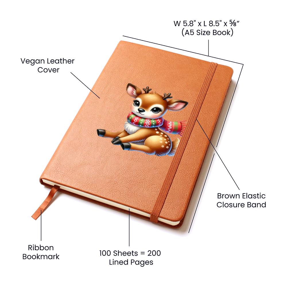 Cute Christmas Reindeer 003 - Vegan Leather Journal