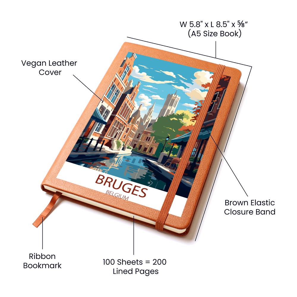 Famous Travel Destinations - Bruge, Belgium - Vegan Leather Journal