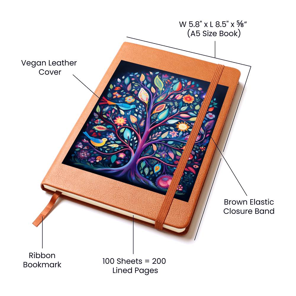 Birds And Floral Design 100 - Vegan Leather Journal