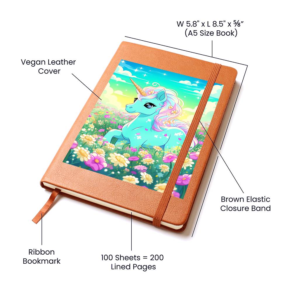 Cute Unicorn 071 - Vegan Leather Journal