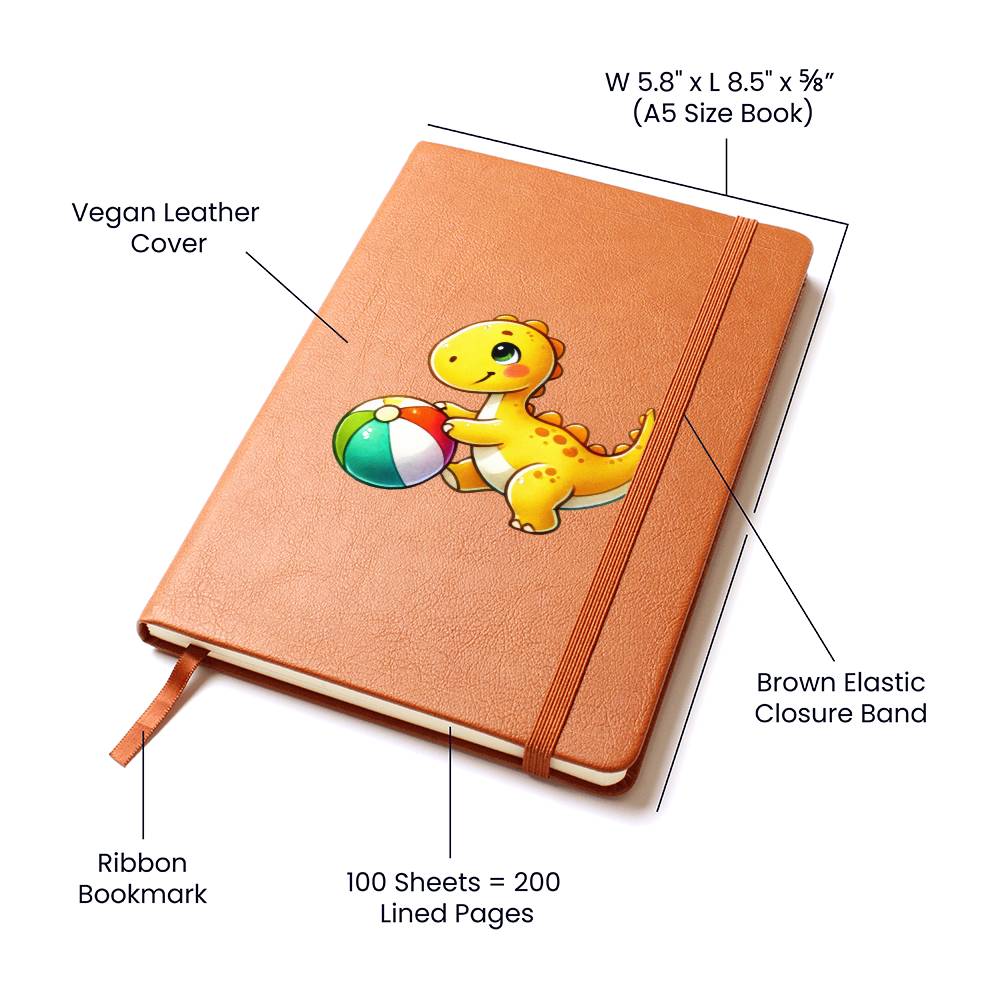 Colorful Baby Dinosaur 081 - Vegan Leather Journal