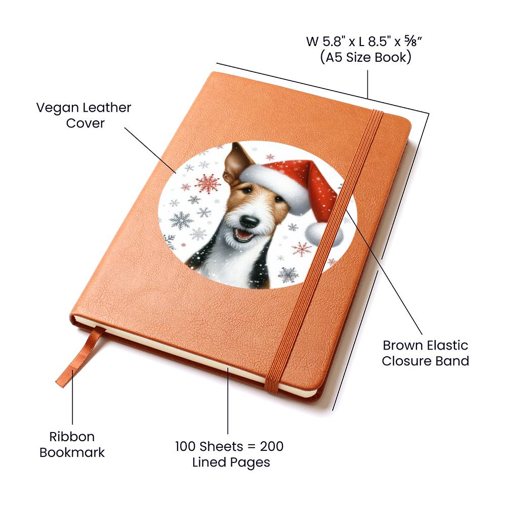 Christmas Dog - Smooth Fox Terrier - Vegan Leather Journal