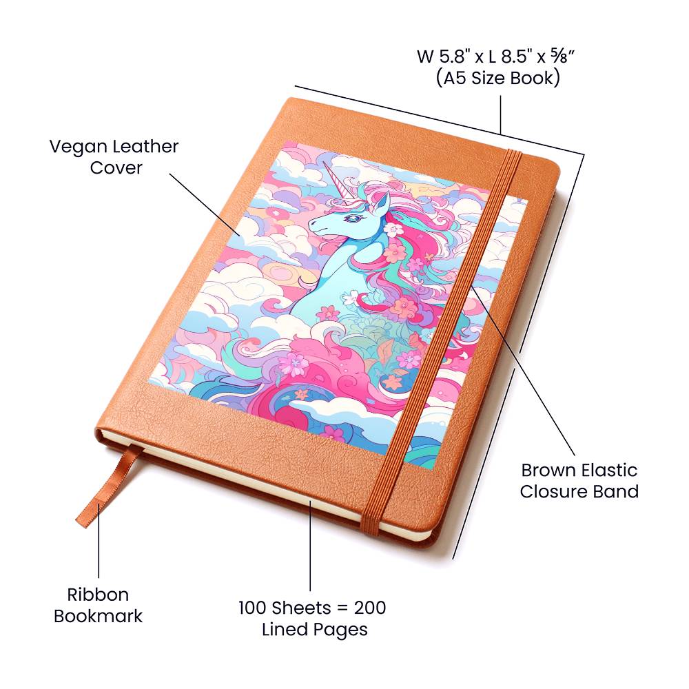 Cute Unicorn 010 - Vegan Leather Journal