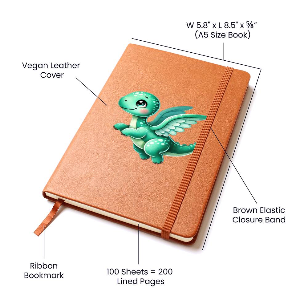 Colorful Baby Dinosaur 015 - Vegan Leather Journal