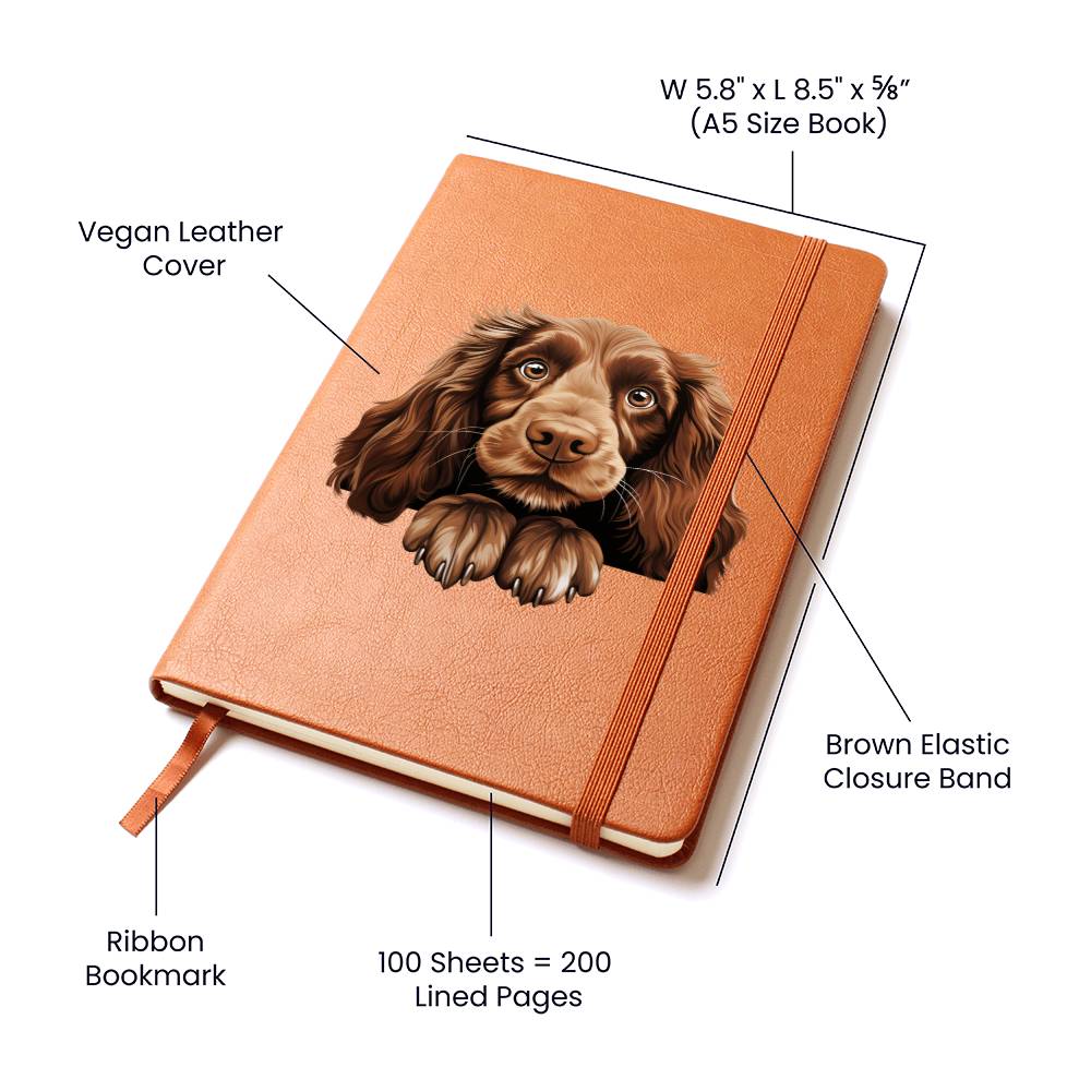 Field Spaniel Peeking - Vegan Leather Journal