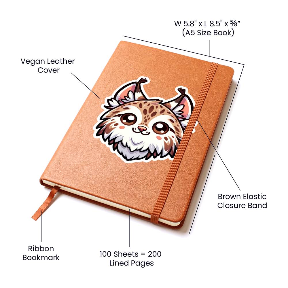 Cute Lynx sticker 89 - Vegan Leather Journal