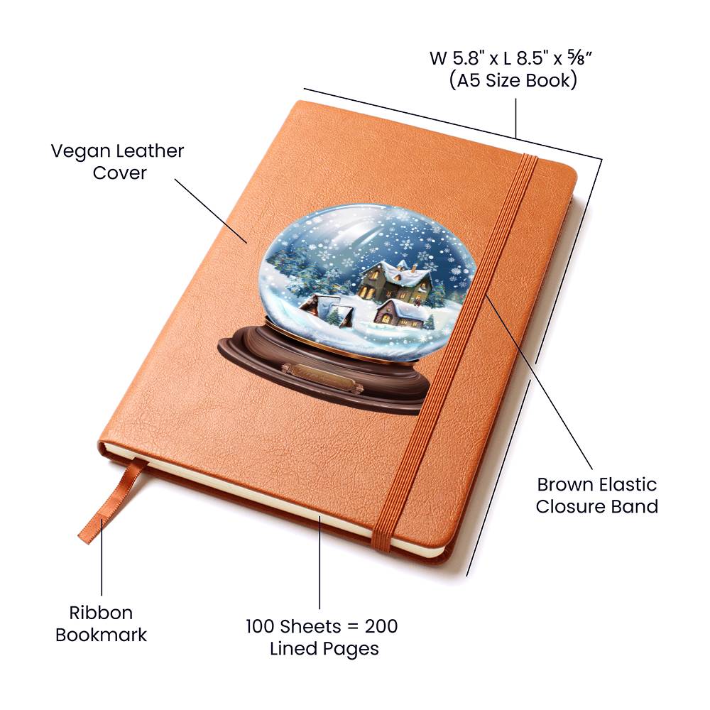 Watercolor Christmas Snow Globe 048 - Vegan Leather Journal