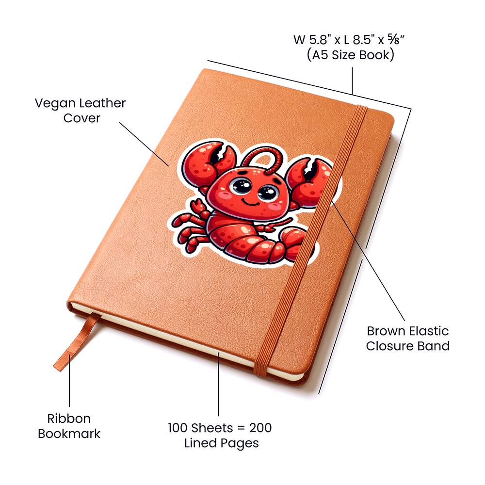 Cute Lobster sticker 88 - Vegan Leather Journal