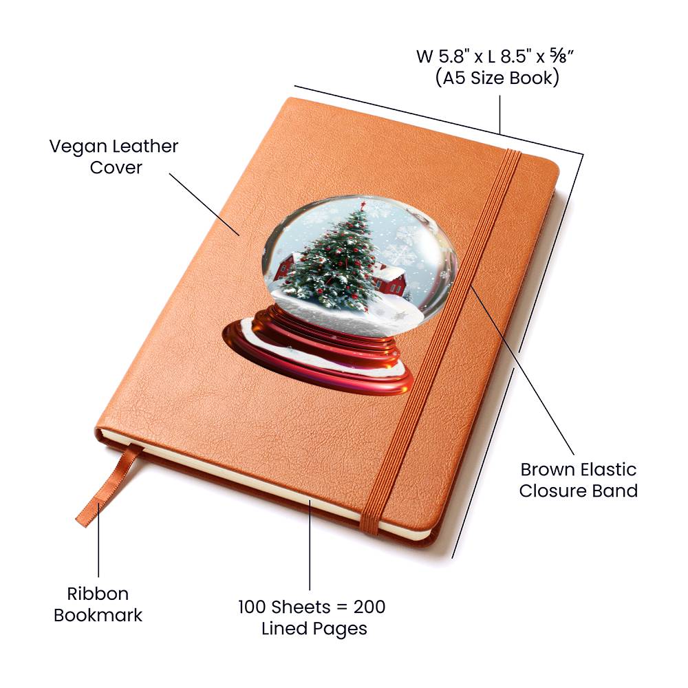 Watercolor Christmas Snow Globe 042 - Vegan Leather Journal