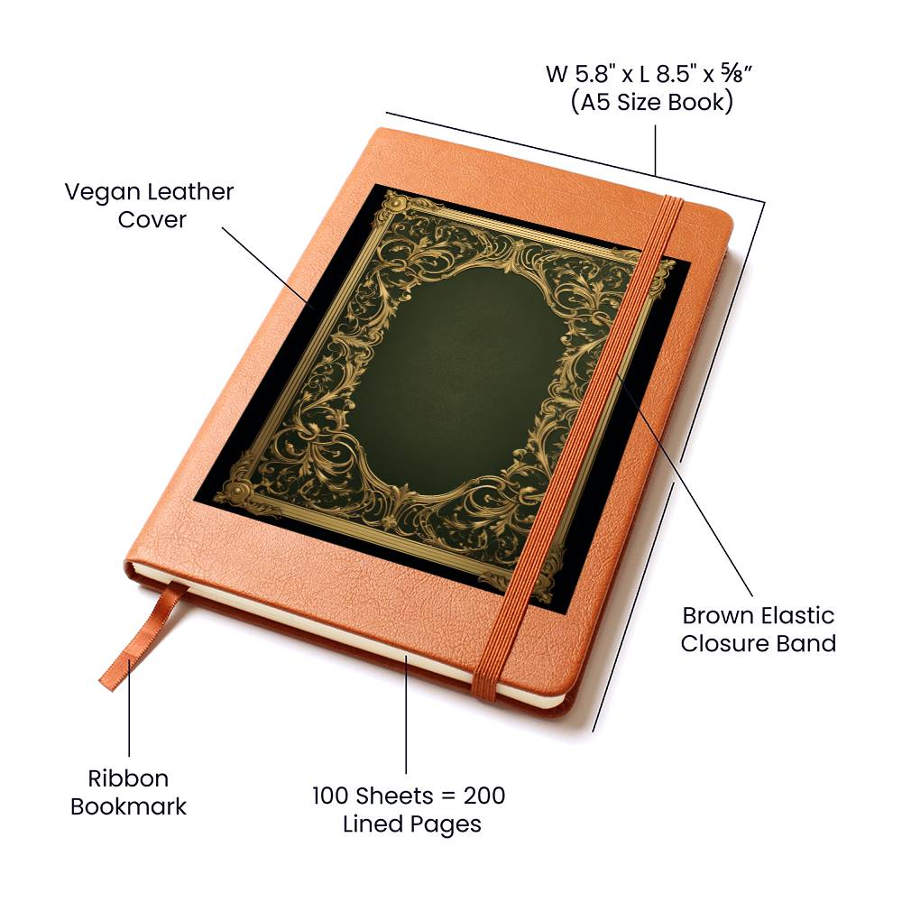 Ornate Gold Cover 070 - Vegan Leather Journal