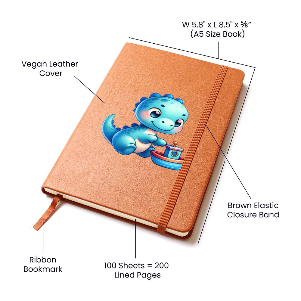 Colorful Baby Dinosaur 013 - Vegan Leather Journal