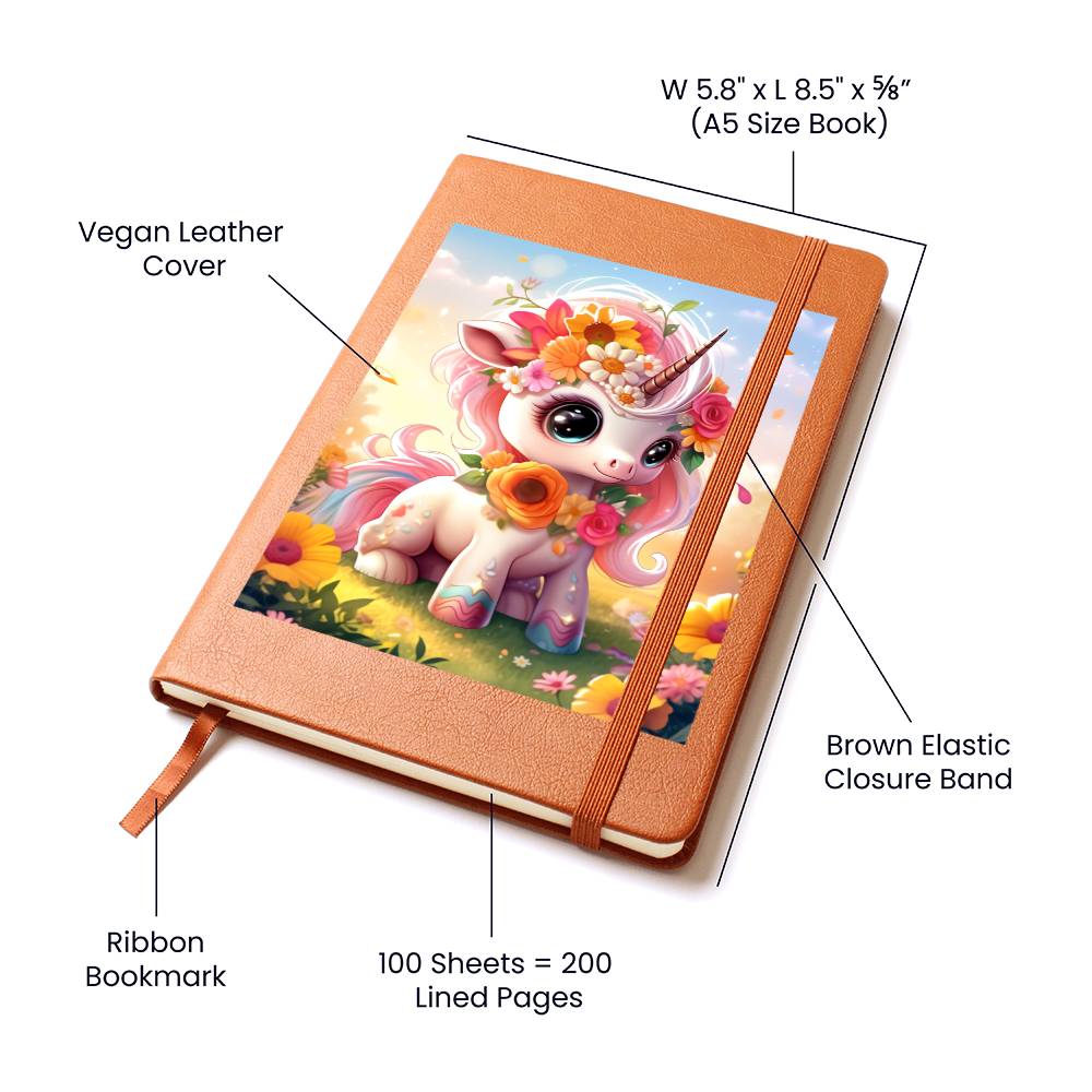 Cute Unicorn 106 - Vegan Leather Journal