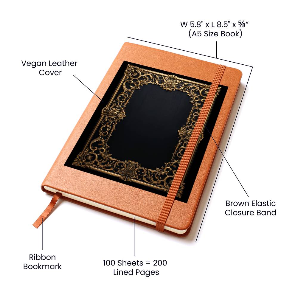 Ornate Gold Cover 057 - Vegan Leather Journal
