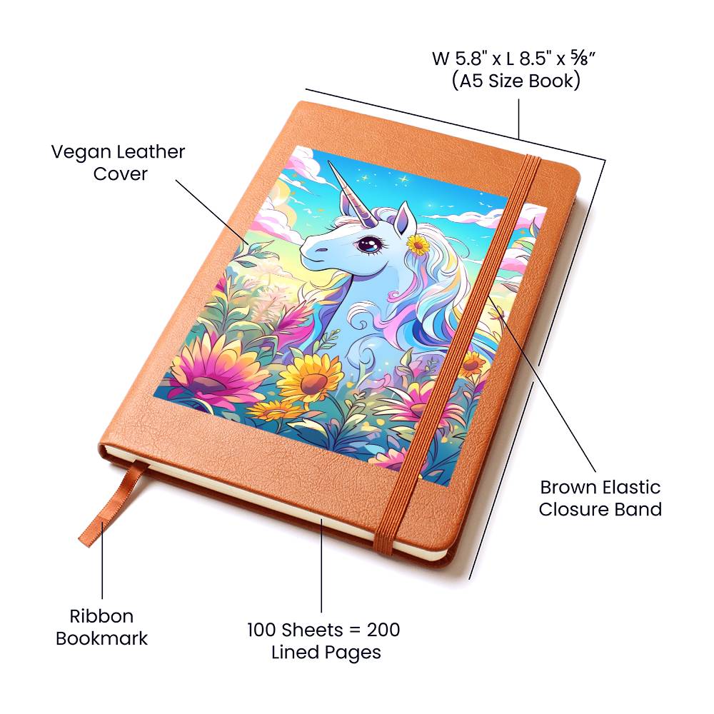 Cute Unicorn 072 - Vegan Leather Journal