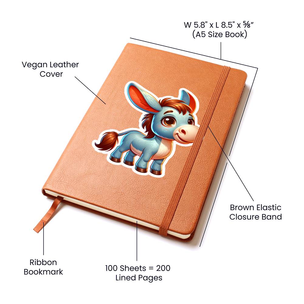 Cute Donkey sticker 40 - Vegan Leather Journal