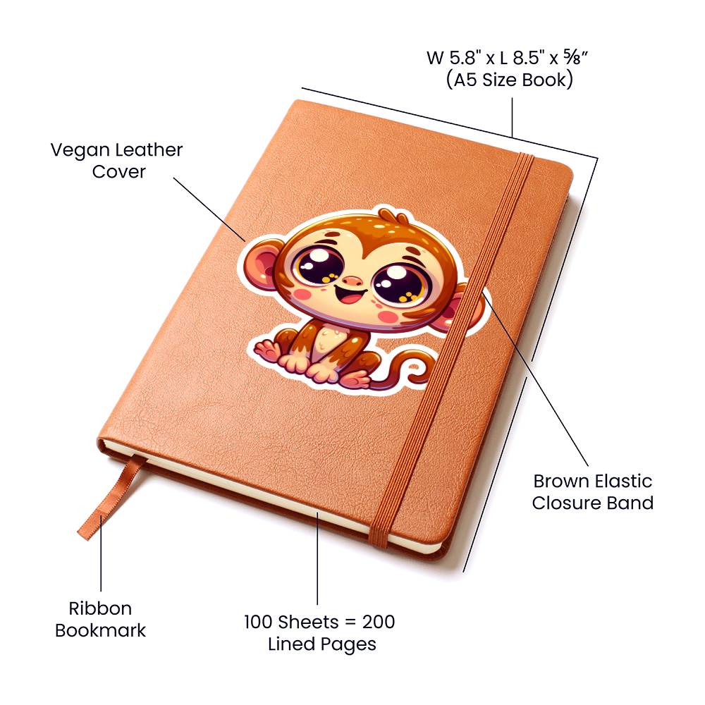 Cute Monkey sticker 95 - Vegan Leather Journal
