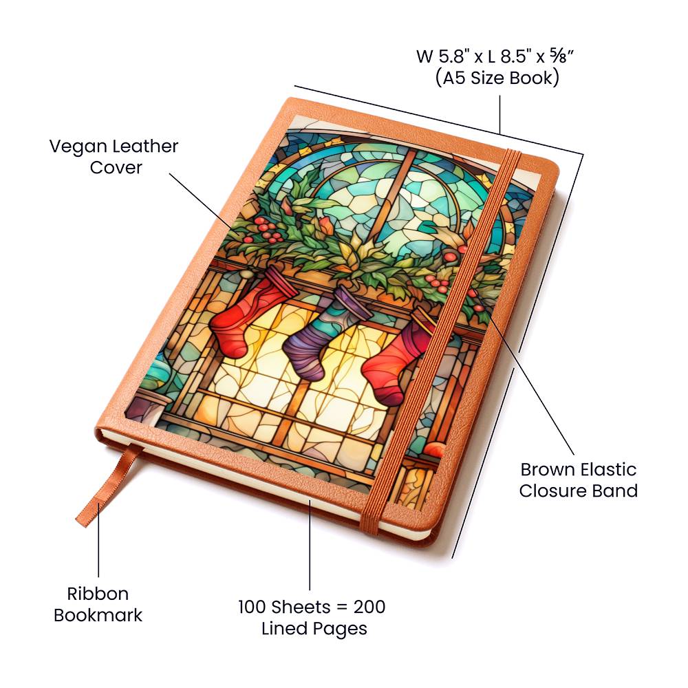 Christmas Stained Glass Design 015 - Vegan Leather Journal