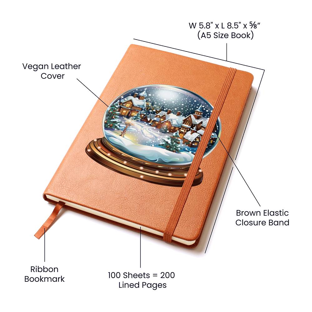 Watercolor Christmas Snow Globe 040 - Vegan Leather Journal