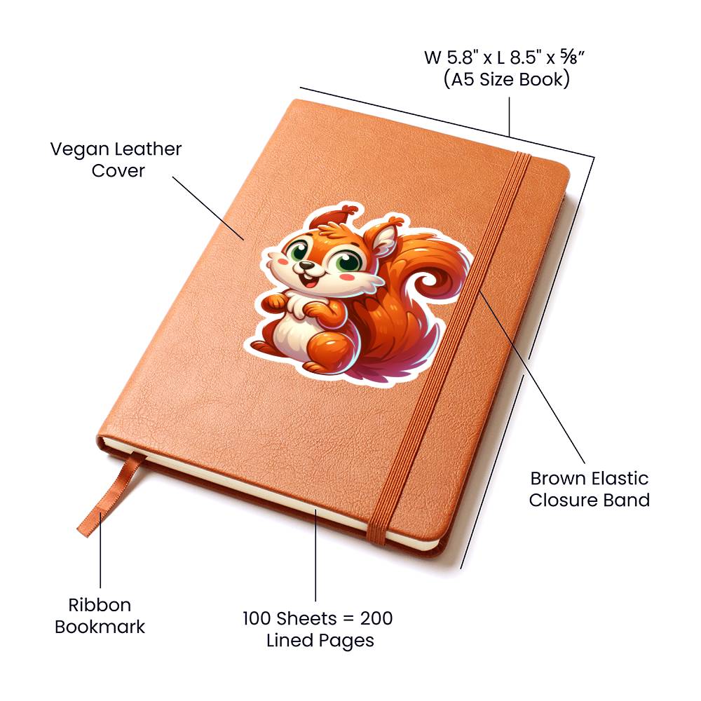 Cute Squirrel sticker 179 - Vegan Leather Journal