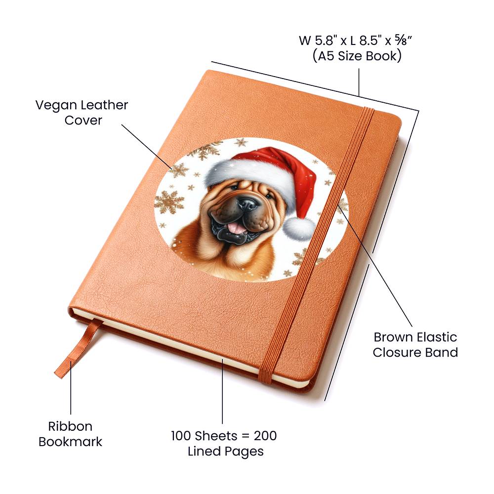Christmas Dog - Shar-Pei - Vegan Leather Journal
