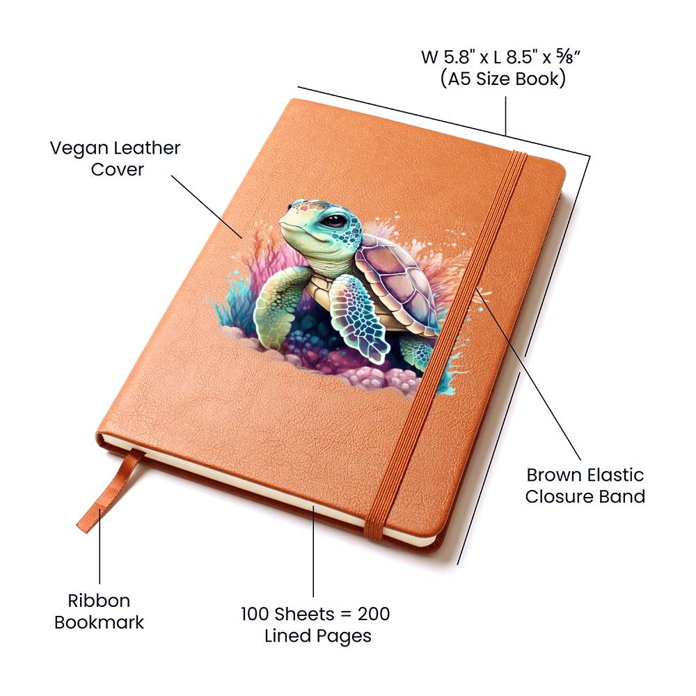 Cute Sea Turtle 012 - Vegan Leather Journal